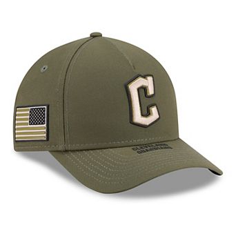 Youth New Era Olive Cleveland Guardians 2026 Armed Forces Day 9FORTY M-Crown Adjustable Hat