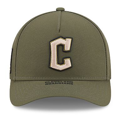 Youth New Era Olive Cleveland Guardians 2026 Armed Forces Day 9FORTY M-Crown Adjustable Hat