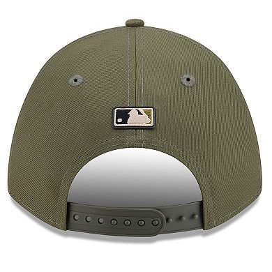 Youth New Era Olive Cleveland Guardians 2026 Armed Forces Day 9FORTY M-Crown Adjustable Hat