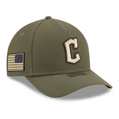 Youth New Era Olive Cleveland Guardians 2026 Armed Forces Day 9FORTY M-Crown Adjustable Hat
