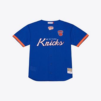 Men's Mitchell & Ness Blue New York Knicks Head Coach Mesh Full-Button Fashion Jersey