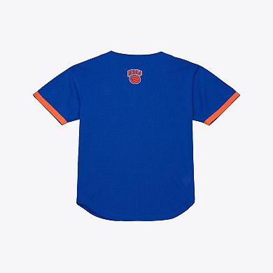 Men's Mitchell & Ness Blue New York Knicks Head Coach Mesh Full-Button Fashion Jersey