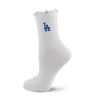Women's PRO Compression White Los Angeles Dodgers Logo Lettuce Hem Quarter Socks