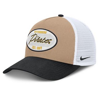 Men's Nike Khaki/Black Pittsburgh Pirates Rise A-Frame Trucker Adjustable Hat