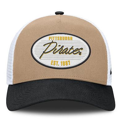 Men's Nike Khaki/Black Pittsburgh Pirates Rise A-Frame Trucker Adjustable Hat