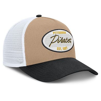 Men's Nike Khaki/Black Pittsburgh Pirates Rise A-Frame Trucker Adjustable Hat