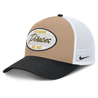 Men's Nike Khaki/Black Pittsburgh Pirates Rise A-Frame Trucker Adjustable Hat