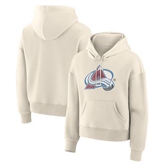 Women's Fanatics Cream Colorado Avalanche Elevated Distressed Logo Hoodie