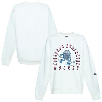 Women's Hype and Vice White Colorado Avalanche Action Mascot Oversized Sweatshirt