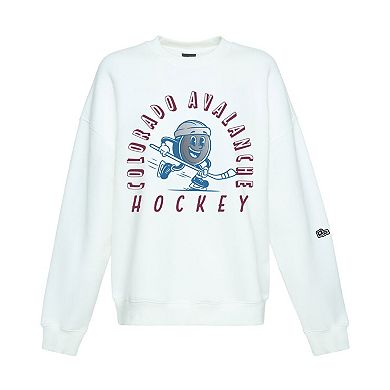 Women's Hype and Vice White Colorado Avalanche Action Mascot Oversized Sweatshirt