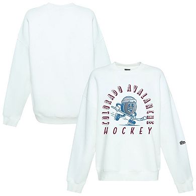 Women's Hype and Vice White Colorado Avalanche Action Mascot Oversized Sweatshirt