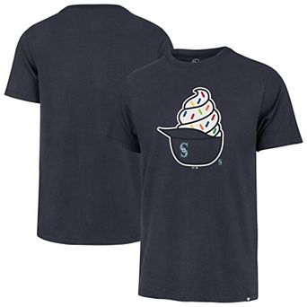 Men's '47 Navy Seattle Mariners Ice Cream Helmet Franklin T-Shirt