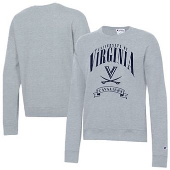 Women's Champion Heather Gray Virginia Cavaliers Academic Crest Powerblend Crewneck Sweatshirt
