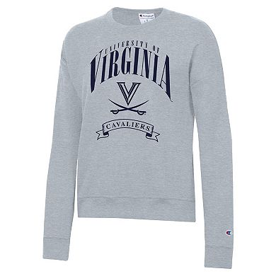 Women's Champion Heather Gray Virginia Cavaliers Academic Crest Powerblend Crewneck Sweatshirt