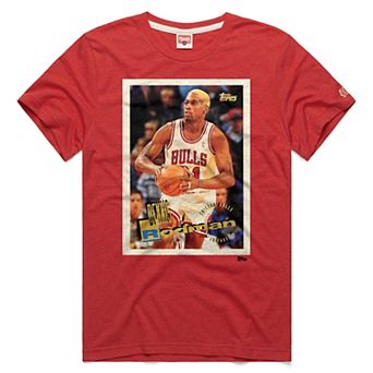 Unisex Homage Dennis Rodman Red Chicago Bulls Topps Trading Card Player Tri-Blend T-Shirt