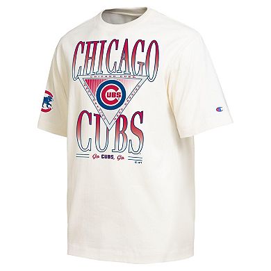Men's Champion Cream Chicago Cubs Traditions Two Locations T-Shirt