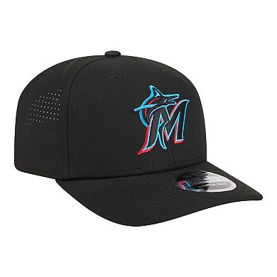 Men's New Era Black Miami Marlins Performance 9SEVENTY Adjustable Hat