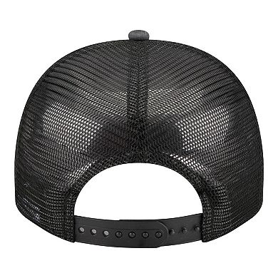 Men's New Era Black Chicago Blackhawks Faded A-Frame 9FIFTY Trucker Snapback Hat