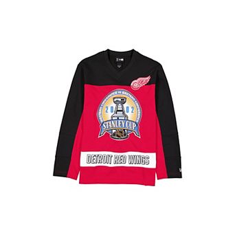 Men's New Era Red/Black Detroit Red Wings Stanley Cup Champions Long-Sleeve Hockey Jersey Shirt