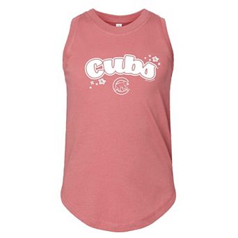 Girls Youth Soft as a Grape Pink Chicago Cubs Tank Top