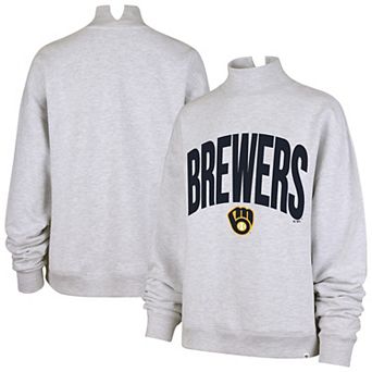 Women's '47 Heather Gray Milwaukee Brewers Subtle Muse Mock Neck Sweatshirt