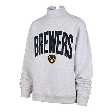 Women's '47 Heather Gray Milwaukee Brewers Subtle Muse Mock Neck Sweatshirt