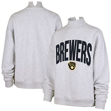 Women's '47 Heather Gray Milwaukee Brewers Subtle Muse Mock Neck Sweatshirt
