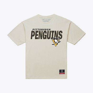 Men's Mitchell & Ness Cream Pittsburgh Penguins Core Plus T-Shirt