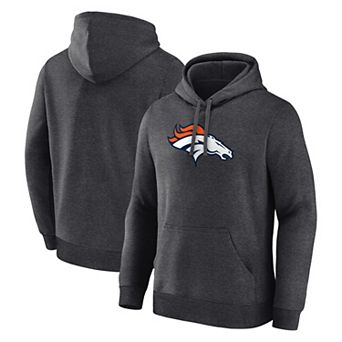 Men's Logo Athletic Heather Charcoal Denver Broncos Primary Logo Hoodie