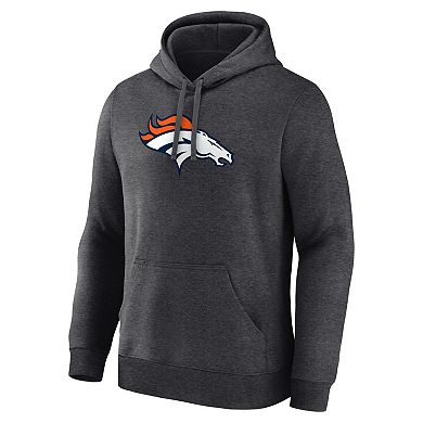 Men's Logo Athletic Heather Charcoal Denver Broncos Primary Logo Hoodie