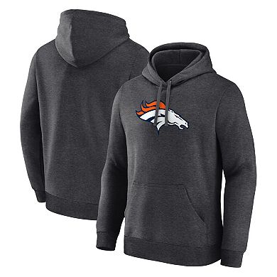 Men's Logo Athletic Heather Charcoal Denver Broncos Primary Logo Hoodie