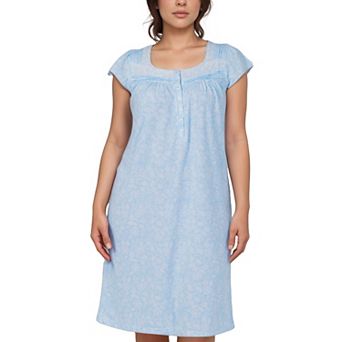 Women’s Tonal Floral Print Short Sleeve Cotton Blend Nightgown