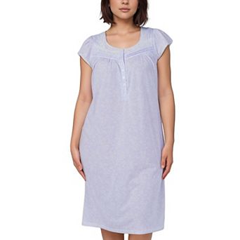 Women’s Tonal Floral Print Short Sleeve Cotton Blend Nightgown