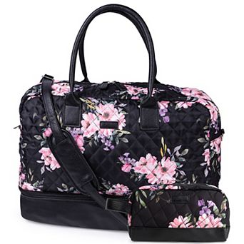 Canvas Weekender Bag, Overnight Travel Carry On Duffel with Shoe Pouch and Toiletry Bag