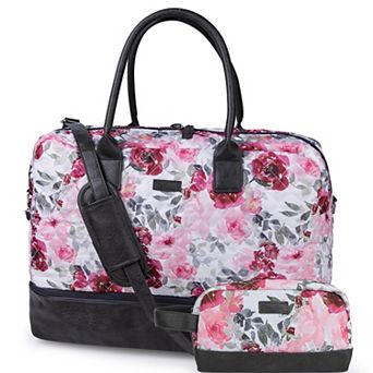 Canvas Weekender Bag, Overnight Travel Carry On Duffel with Shoe Pouch and Toiletry Bag