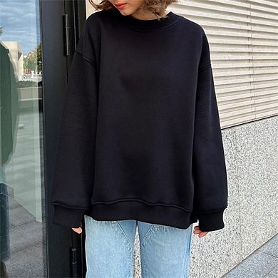 Women's Long Sleeve Loose Fit Crew Neck Pullover Sweatshirt