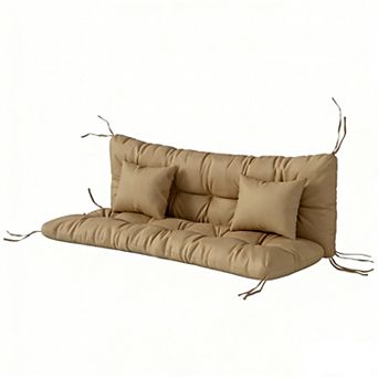 Outdoor Porch Swing Cushion,Water Resistant &Tufted Bench Cushion with 2 Pillows for Patio Furniture