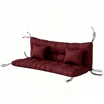 Outdoor Porch Swing Cushion,Water Resistant &Tufted Bench Cushion with 2 Pillows for Patio Furniture