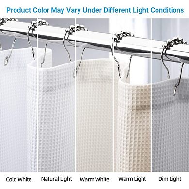 Waffle Fabric Shower Curtain, Heavy Duty Polyester, Hotel Quality
