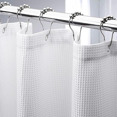 Waffle Fabric Shower Curtain, Heavy Duty Polyester, Hotel Quality
