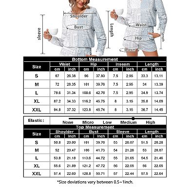 Women's Hoodie Long Sleeve Shorts Loungewear Set with Pockets