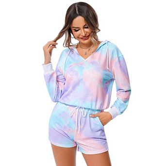 Women's Hoodie Long Sleeve Shorts Loungewear Set with Pockets