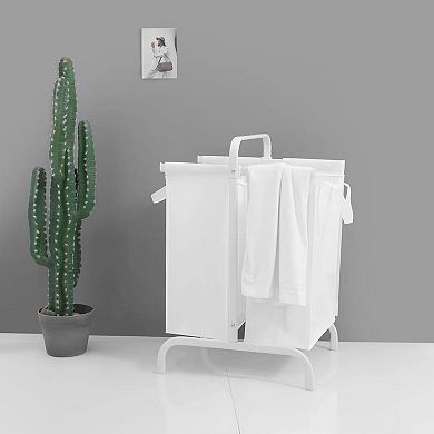 BAOURE Double Laundry Sorter Basket with Lid and Easy-Carry Handles for Home Organization