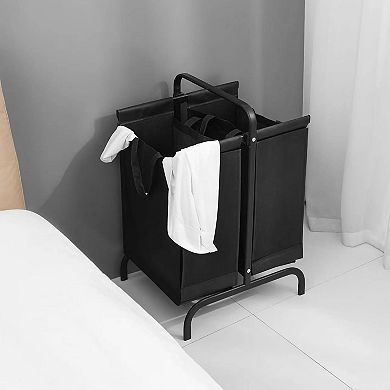 BAOURE Double Laundry Sorter Basket with Lid and Easy-Carry Handles for Home Organization