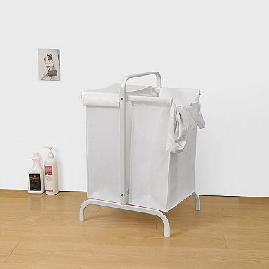 BAOURE Double Laundry Sorter Basket with Lid and Easy-Carry Handles for Home Organization