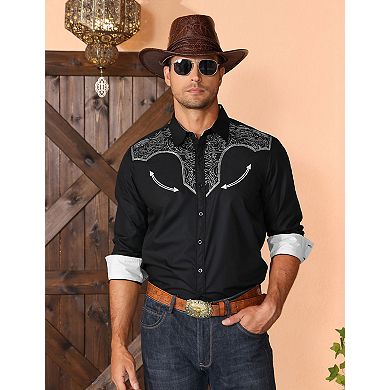 Men's Long Sleeve Western Cowboy Style Button-Down Shirts