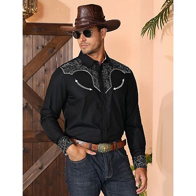 Men's Long Sleeve Western Cowboy Style Button-Down Shirts