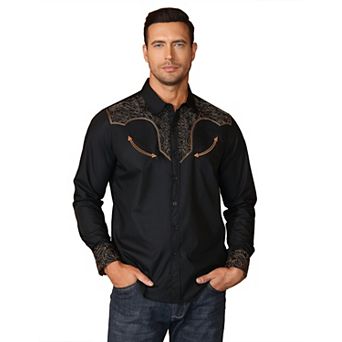 Men's Long Sleeve Western Cowboy Style Button-Down Shirts