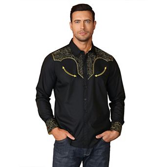 Men's Long Sleeve Western Cowboy Style Button-Down Shirts