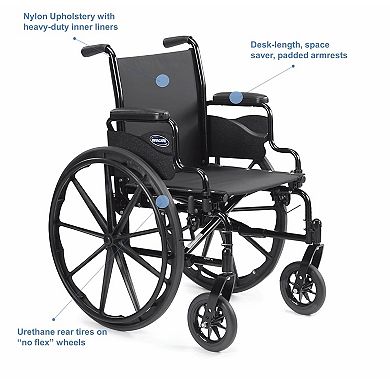 Invacare SL Lightweight Wheelchair, Adjustable Desk Arms, 18" Seat, Black